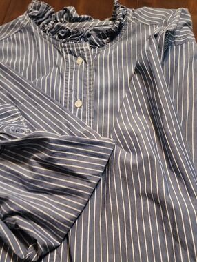 Blue Striped Ladies Button-Up Shirt